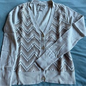 BR Factory Chevron Cardi - Cream / Brown, Size XS